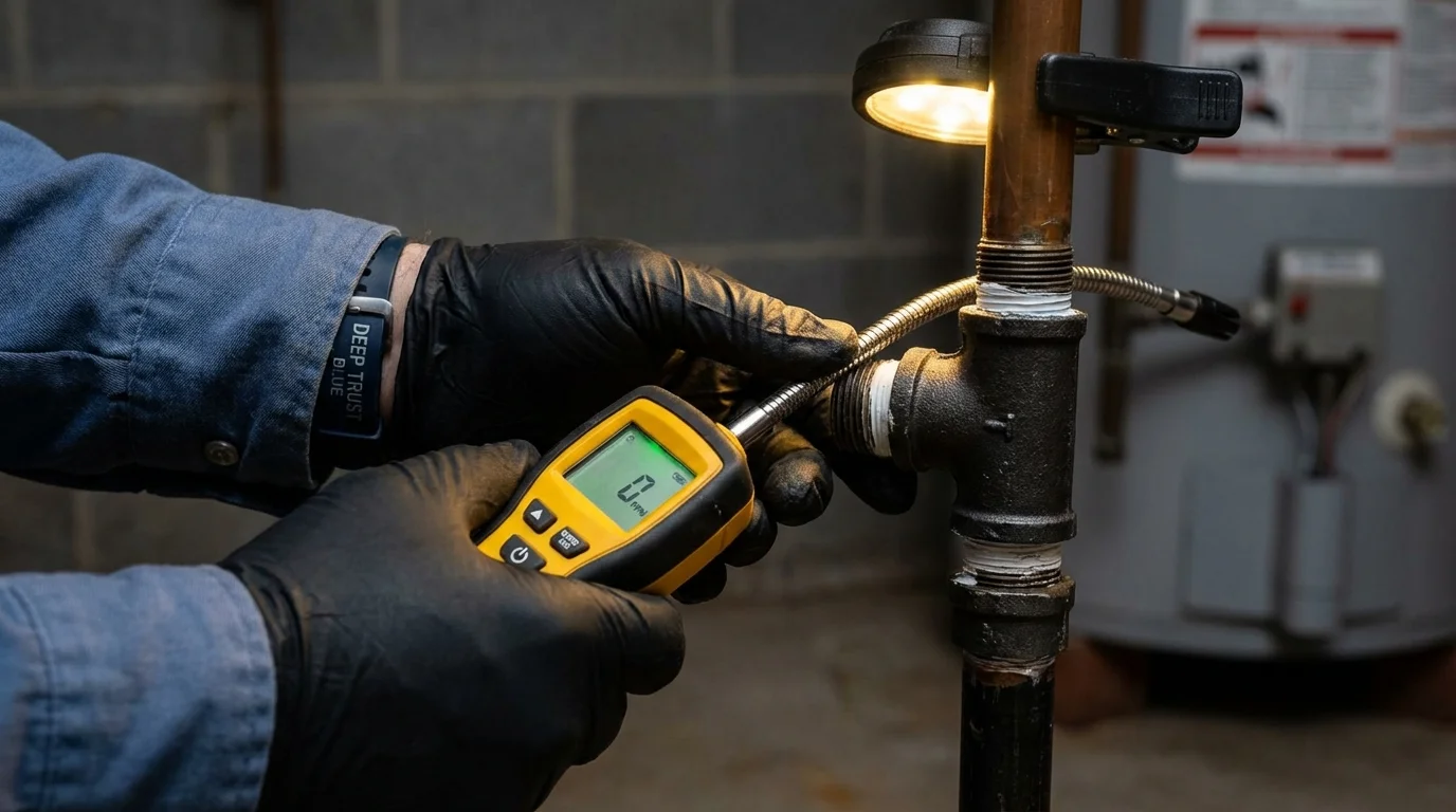 Gas leak detection with electronic sniffer by Johns Plumbing LLC in Gallatin